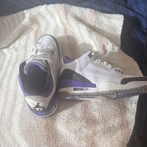 Jordan Kids White and Purple Sneakers